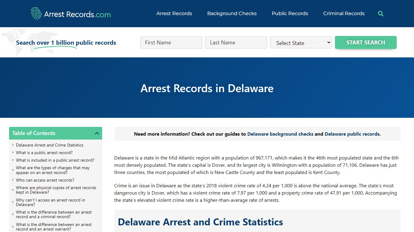 Arrest Records in Delaware