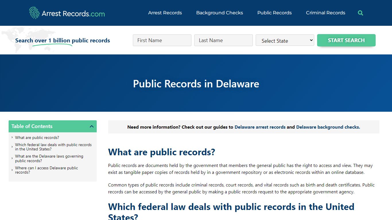 Delaware Public Records - Arrest Records.com
